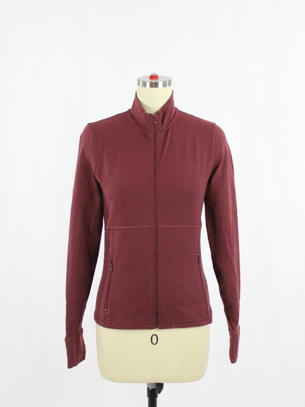 Aritzia TNA Life Relay Burgundy Red Slim Fit Mock Neck Zip Up Jacket, Size M
